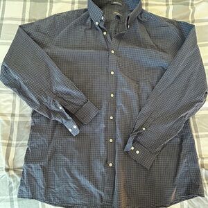 Eddie Bauer Men’s Button Down 2XLT Tall Blue Check Wrinkle Free Relaxed Fit